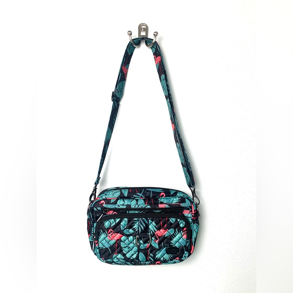 Lug Carousel Convertible Crossbody Belt Bag RFID Front Pocket 9x6” Flamingo